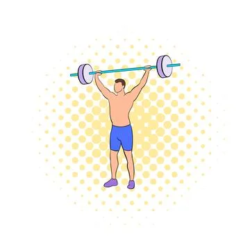 Man with barbell icon, comics style Stock-Illustration
