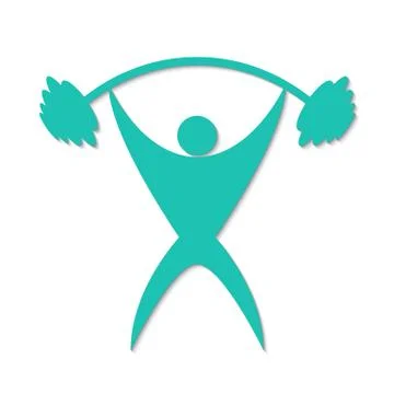 Man with a barbell on white background logo Stock Illustration