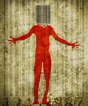 Man with barcode head Stock Illustration