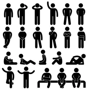 Man Basic Posture Icon Sign Symbol Pictogram Stock-Illustration