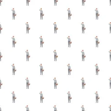 Man with basket pattern on white background Stock Illustration