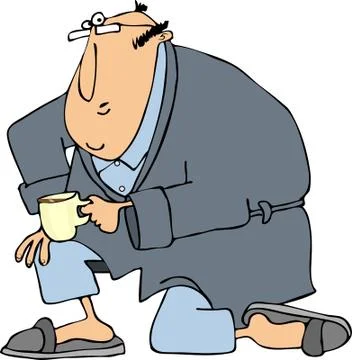 Man in bathrobe on one knee Stock Illustration