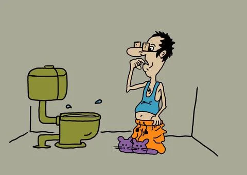 Man in bathroom  Stock Illustration