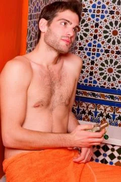 Man in the bathroom Stock Photos