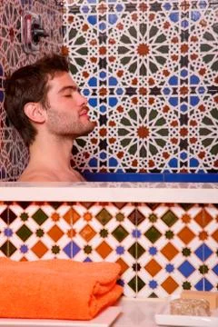 Man in the bathtub Stock Photos