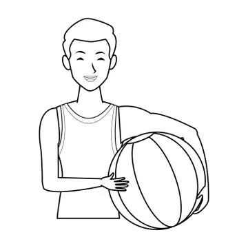 Man with beach ball Stock Illustration