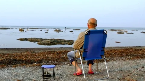 Man on the beach Stock Footage 77441359