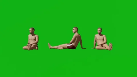 Man in beach green screen chroma key background 3d render animation full hd 1080 Stock Footage 174783994