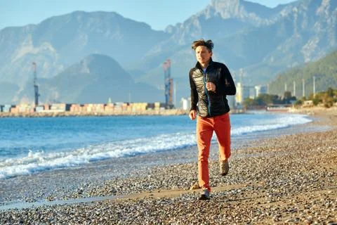 Man on the beach Stock Photos