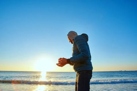 Man on the beach Stock Photos