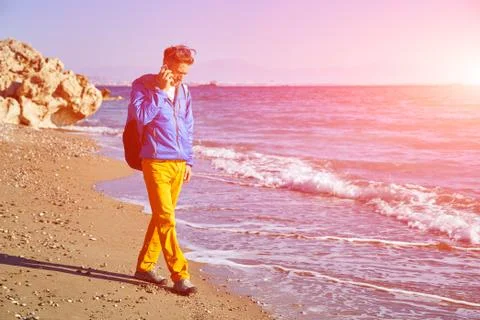 Man on the beach Stock Photos