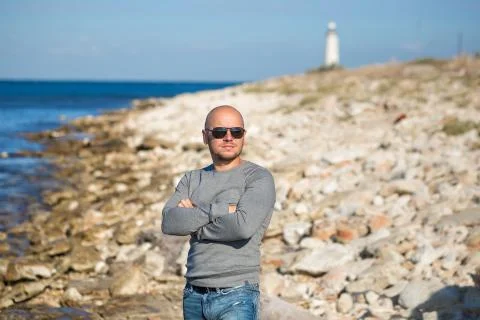 Man on a beach 스톡 사진