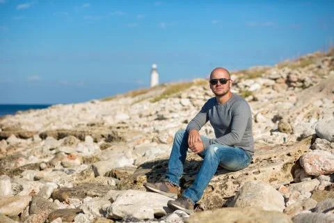 Man on a beach Stock Photos
