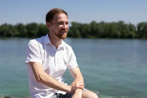 Man on the beach 스톡 사진