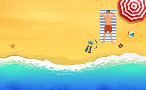 Man on the beach. Summer time Stock-Illustration