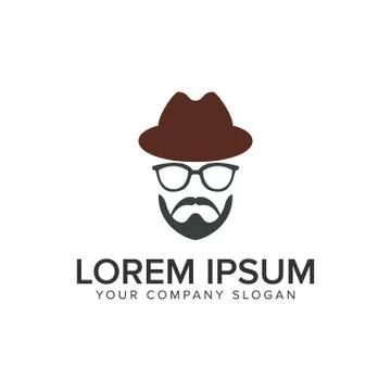 Man with beard and hat logo design concept template. fully editable vector Stock Illustration