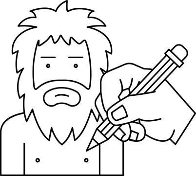 A man with a beard is drawing on a man's back with a pencil Stock Illustration