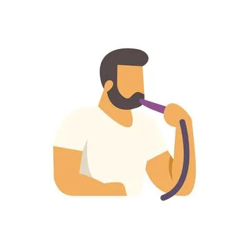 Man with beard enjoying hookah smoke relaxing Stock Illustration