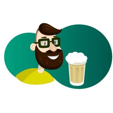 Man with beard in the form of hop vector illustration. Craft beer ads Illustrazione stock