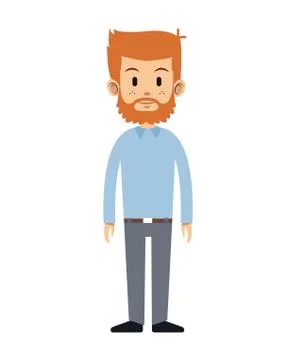 Man beard freckles haired standing Stock Illustration