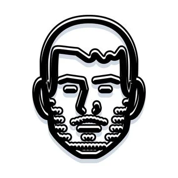 Man beard head face profile line illustration Stock-Illustration