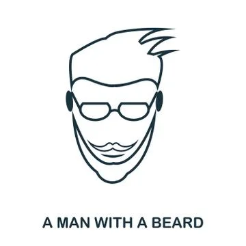 A Man With A Beard icon. Flat style icon design. UI. Illustration of a man with Stock Illustration