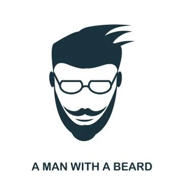 A Man With A Beard icon. Flat style icon design. UI. Illustration of a man with Stock Illustration