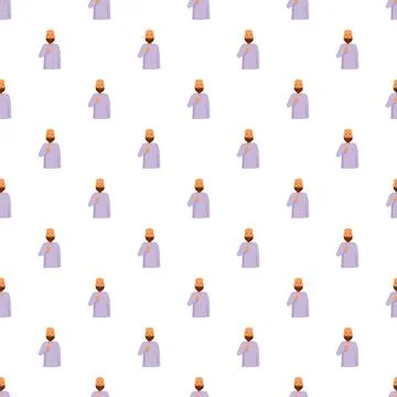 Man with beard making pledge hand gesture pattern Stock Illustration