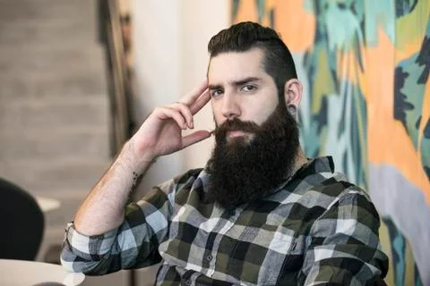 Man with beard, portrait Stock Photos