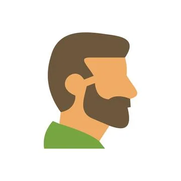 Man with beard showing profile view in minimalist style Stock Illustration