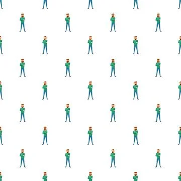 Man with beard standing arms crossed thinking pattern Stock Illustration