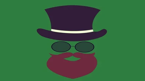 Man beard top hat figure motion frame emotion colorful backgrounds scene style Stock-Footage 335147481