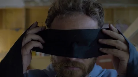 Blindfolded man, Stock Video