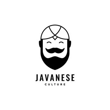 Man bearded with java hat logo design Stock Illustration