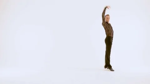A man beautifully dances on a white background Video stock 81536916