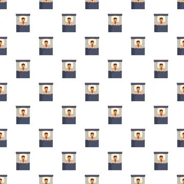 Man in bed scrolling smartphone seamless pattern background Stock Illustration