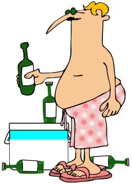 Man with a beer cooler Stock Illustration