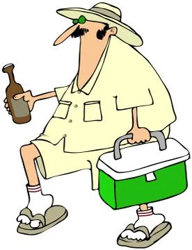 Man with a beer cooler Stock Illustration