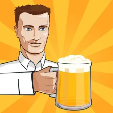 Man With Beer Stock Illustration