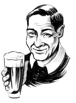 Man with beer mug Stock Illustration