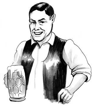 Man with a beer mug Stock Illustration