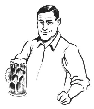 Man with beer mug Stock Illustration