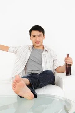 Man with beer Stock Photos