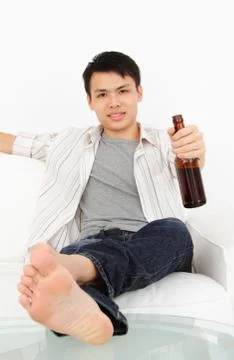 Man with beer Stock Photos
