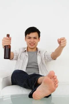 Man with beer Stock Photos