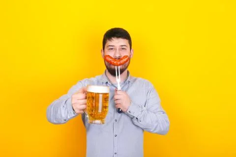 Man with beer Stock Photos