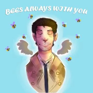 Man with bees Illustrazione stock