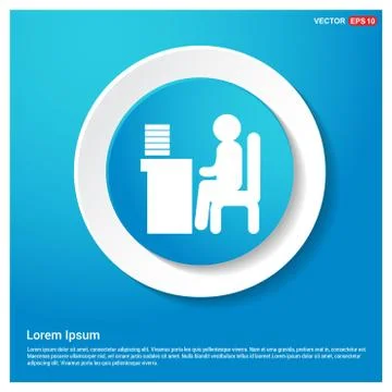 Man behind the computer desk Icon Stock Illustration