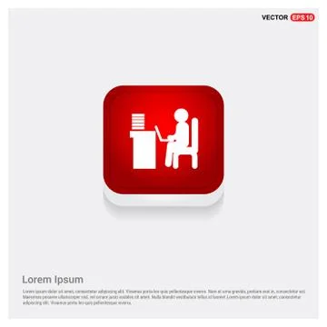 Man behind the computer desk Icon Stock Illustration
