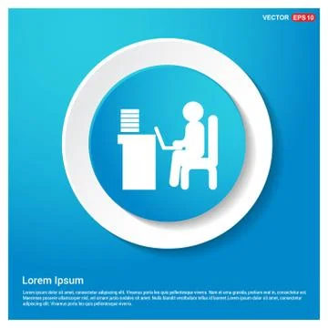Man behind the computer desk Icon Stock Illustration